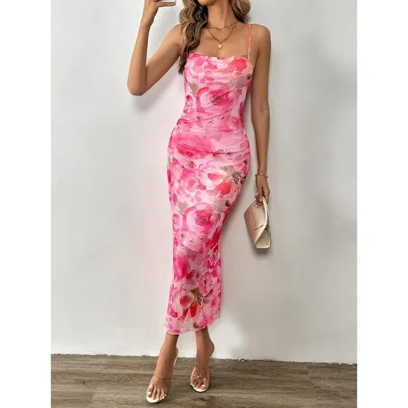 fishtail bodycon midi dress Strappy Fishtail Midi Bandage Dress OW23224